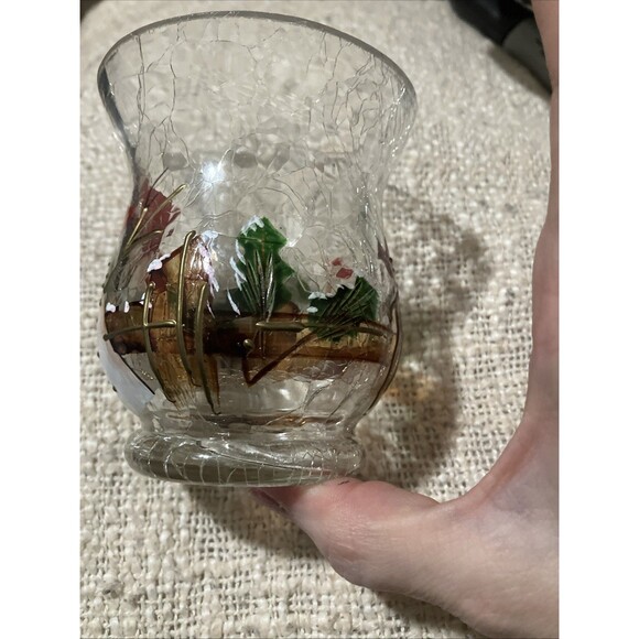 2 Yankee Candle Snowman Winter Crackle Glass Votives set Tealight Holiday XMas - Picture 10 of 12